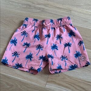 Abercrombie & Fitch Pink Swim Trunks with Blue Palm Print